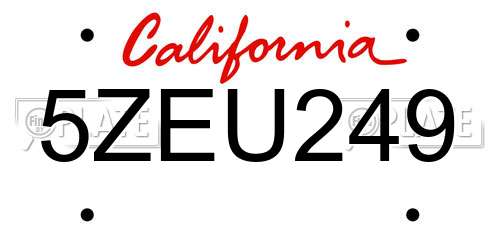5ZEU249 California License Plate