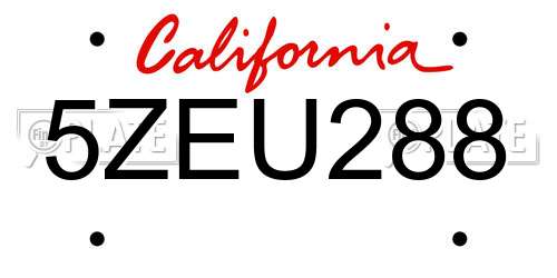 5ZEU288 California License Plate