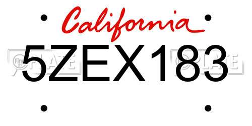 5ZEX183 California License Plate