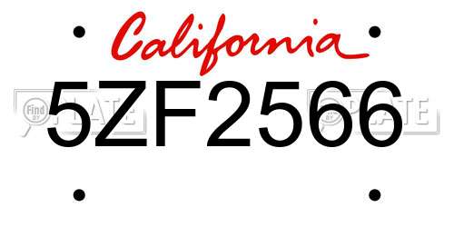 5ZF2566 California License Plate