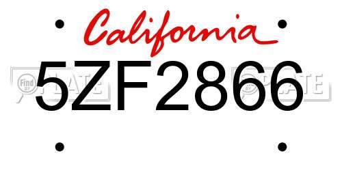 5ZF2866 California License Plate