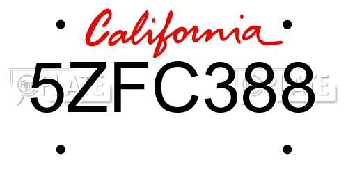 5ZFC388 California License Plate