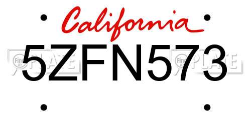 5ZFN573 California License Plate