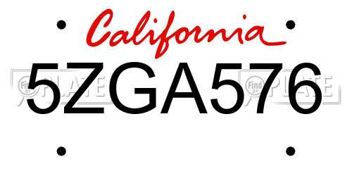 5ZGA576 California License Plate