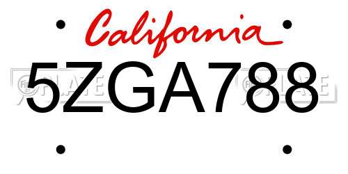 5ZGA788 California License Plate