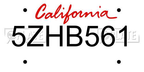 5ZHB561 California License Plate