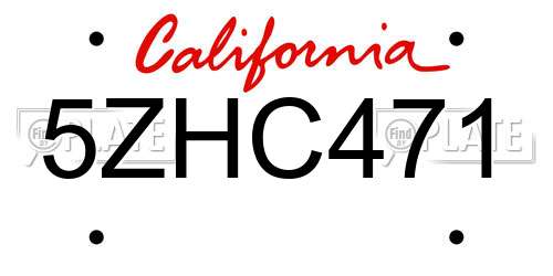 5ZHC471 California License Plate