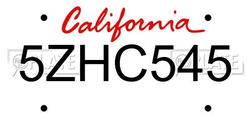 5ZHC545 California License Plate