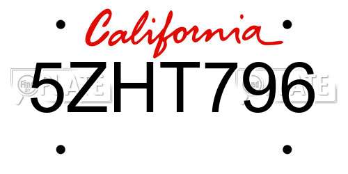 5ZHT796 California License Plate