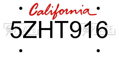 5ZHT916 California License Plate