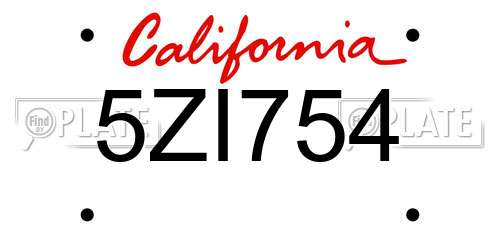 5ZI754 California License Plate