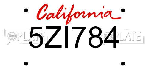 5ZI784 California License Plate