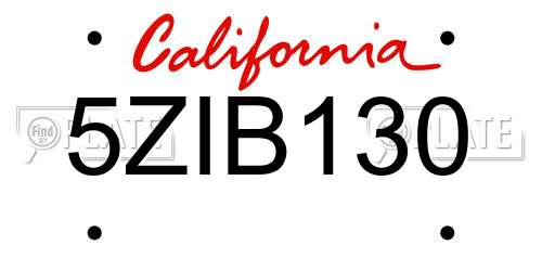 5ZIB130 California License Plate