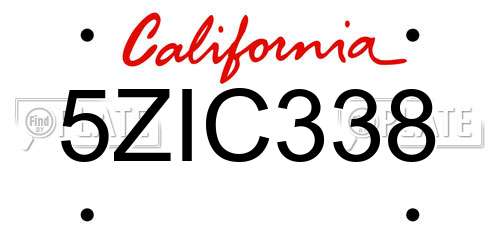 5ZIC338 California License Plate