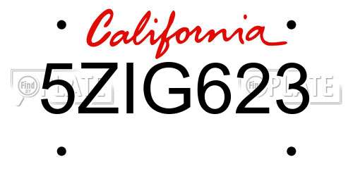 5ZIG623 California License Plate