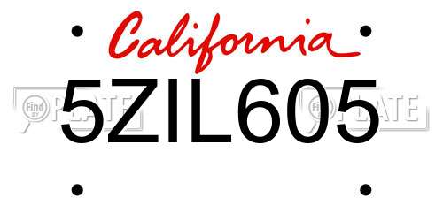 5ZIL605 California License Plate