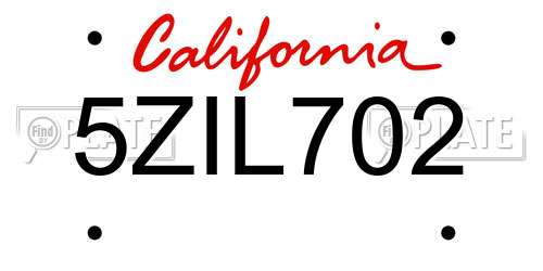 5ZIL702 California License Plate