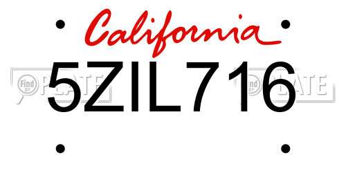 5ZIL716 California License Plate
