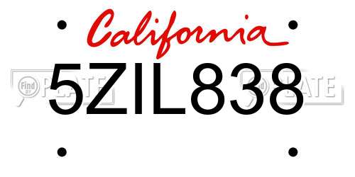 5ZIL838 California License Plate
