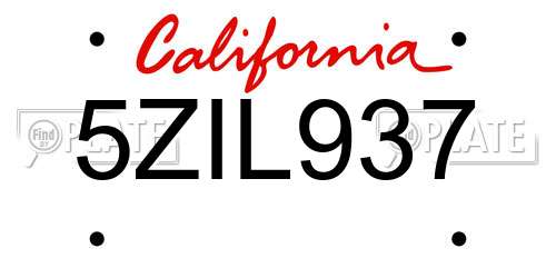 5ZIL937 California License Plate