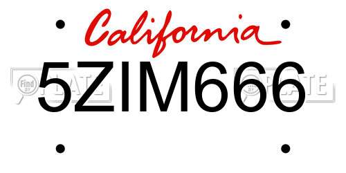 5ZIM666 California License Plate