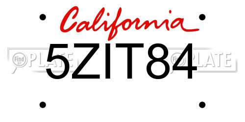 5ZIT84 California License Plate