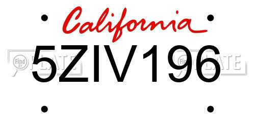 5ZIV196 California License Plate