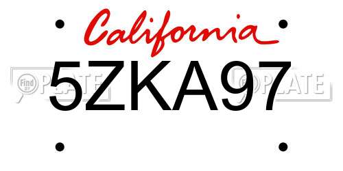 5ZKA97 California License Plate