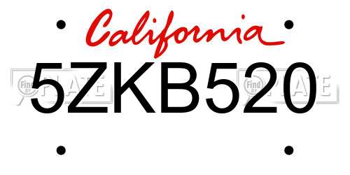 5ZKB520 California License Plate