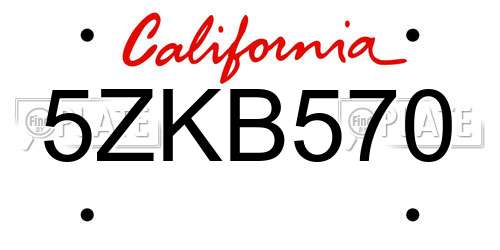 5ZKB570 California License Plate
