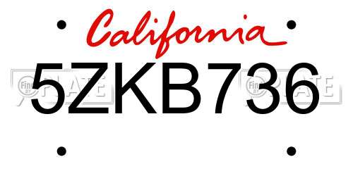 5ZKB736 California License Plate
