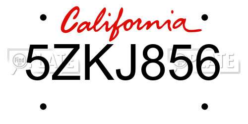 5ZKJ856 California License Plate