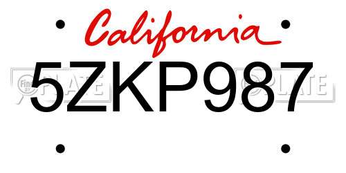 5ZKP987 California License Plate