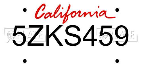 5ZKS459 California License Plate