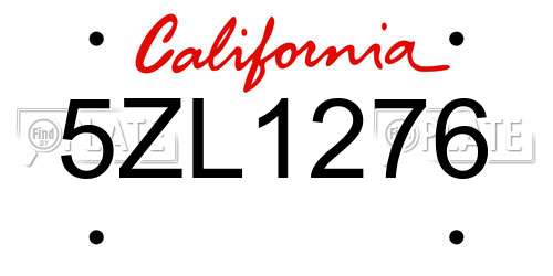 5ZL1276 California License Plate