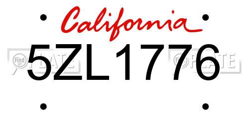 5ZL1776 California License Plate