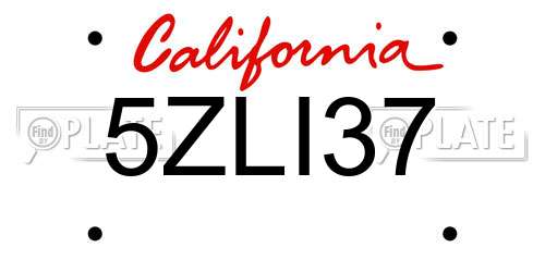 5ZLI37 California License Plate