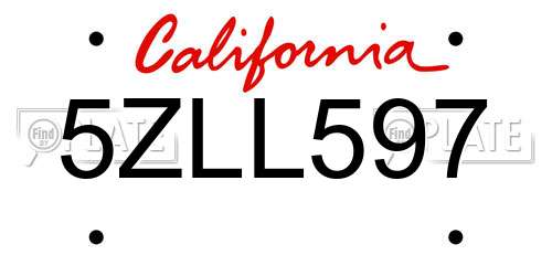 5ZLL597 California License Plate