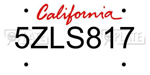 5ZLS817 California License Plate