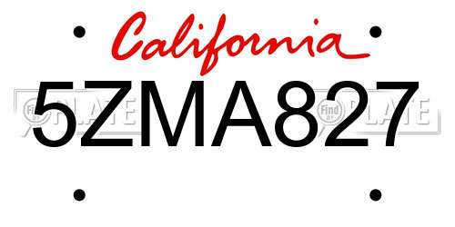 5ZMA827 California License Plate