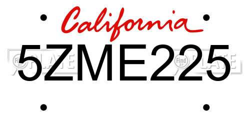 5ZME225 California License Plate