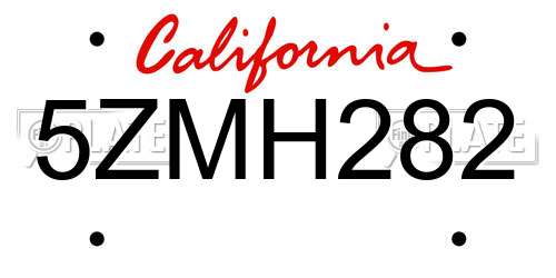 5ZMH282 California License Plate