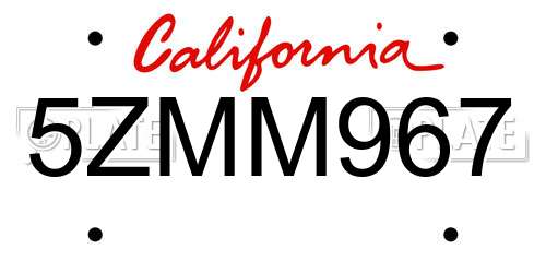 5ZMM967 California License Plate