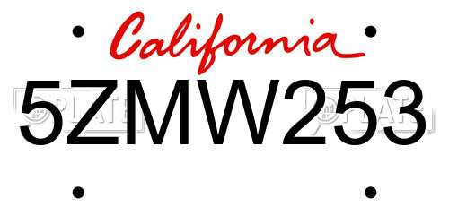 5ZMW253 California License Plate
