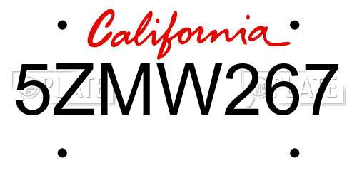 5ZMW267 California License Plate