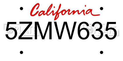5ZMW635 California License Plate