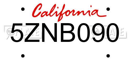5ZNB090 California License Plate