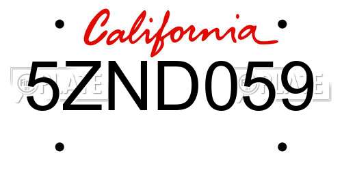 5ZND059 California License Plate