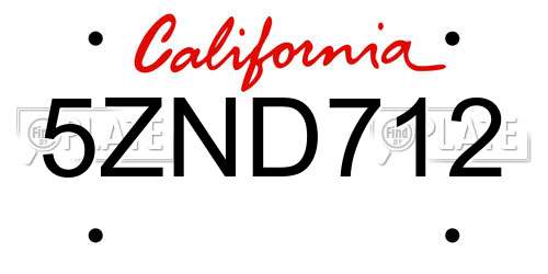 5ZND712 California License Plate