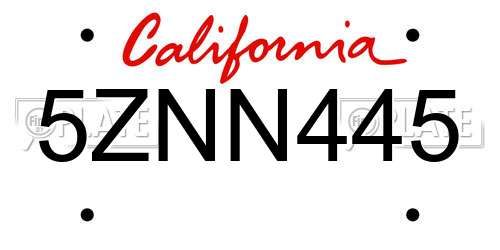 5ZNN445 California License Plate